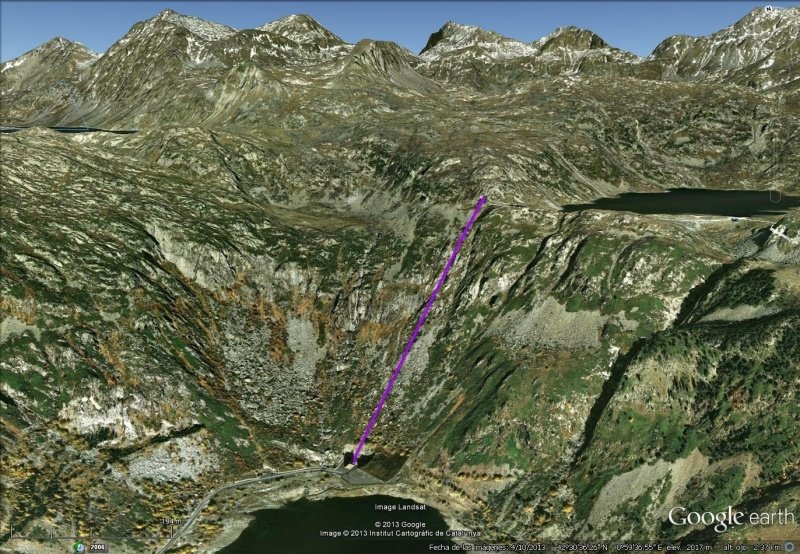Vista Google Earth Teleférico de Sallente