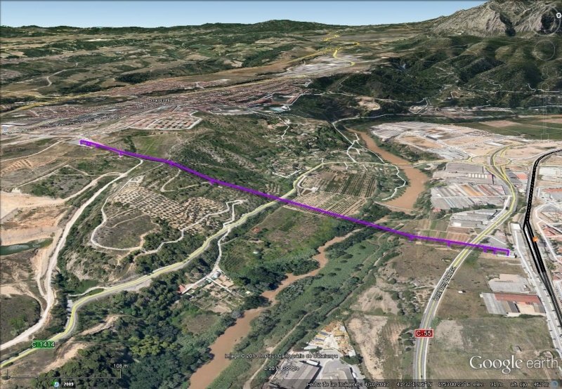 Vista Google Earth Telecabina Aeri Olesa-Esparraguera