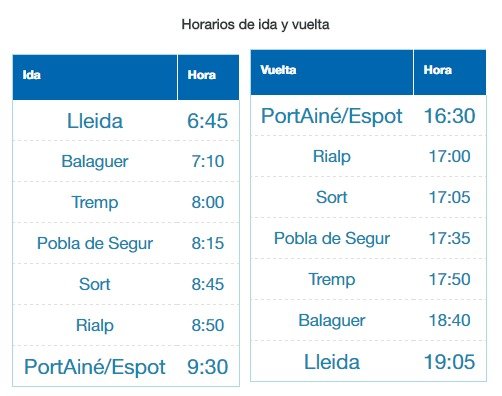 Autobús ALSA de Lleida a Port Ainé y Espot - Noticias - Nevasport.com