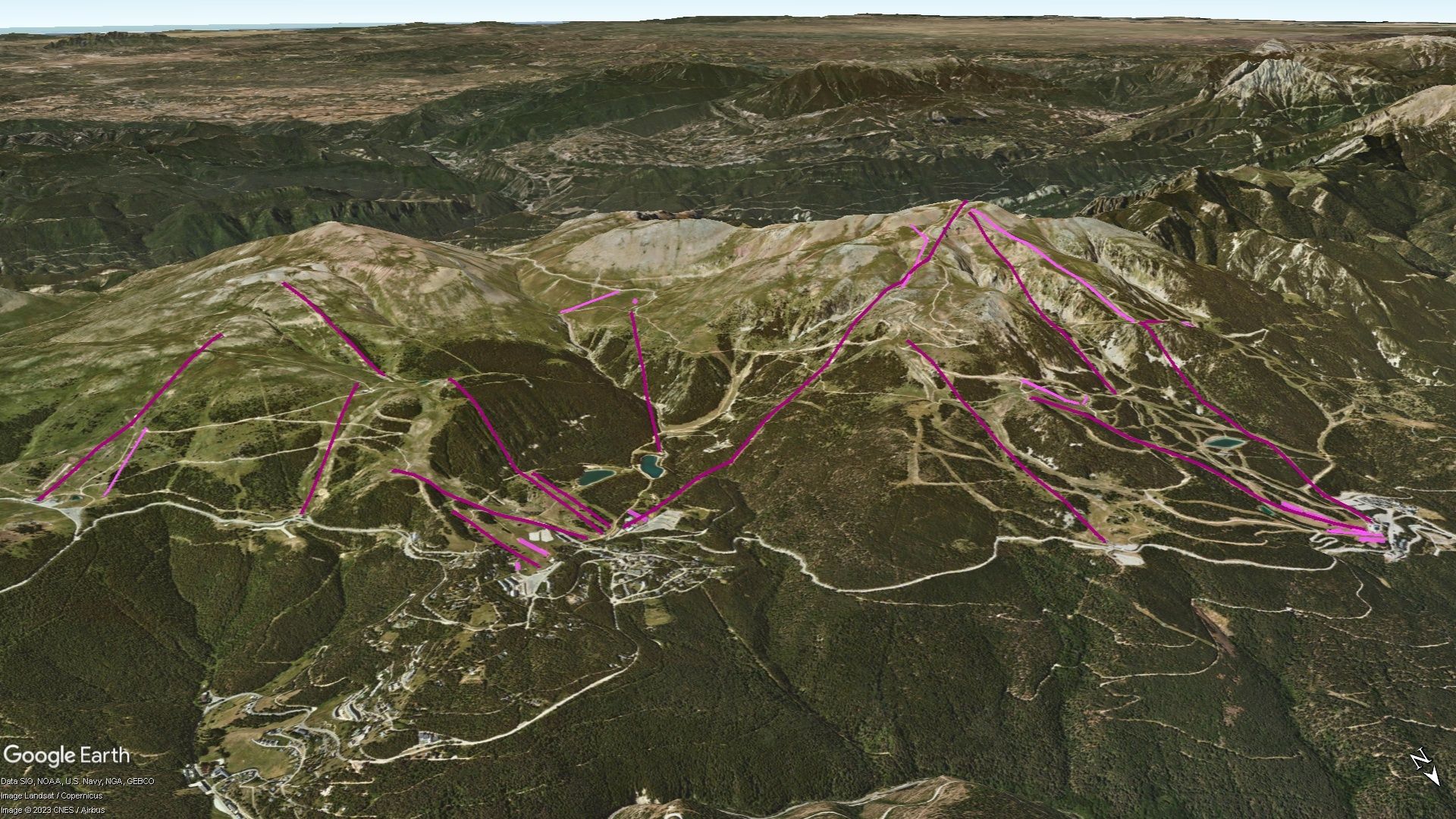 Vista Google Earth Pro Alp 2500 (La Molina+Masella) Temporada 2023/24
