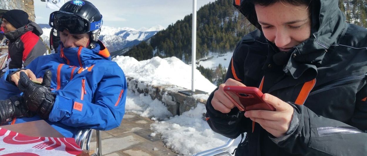 Esquiando con el móvil