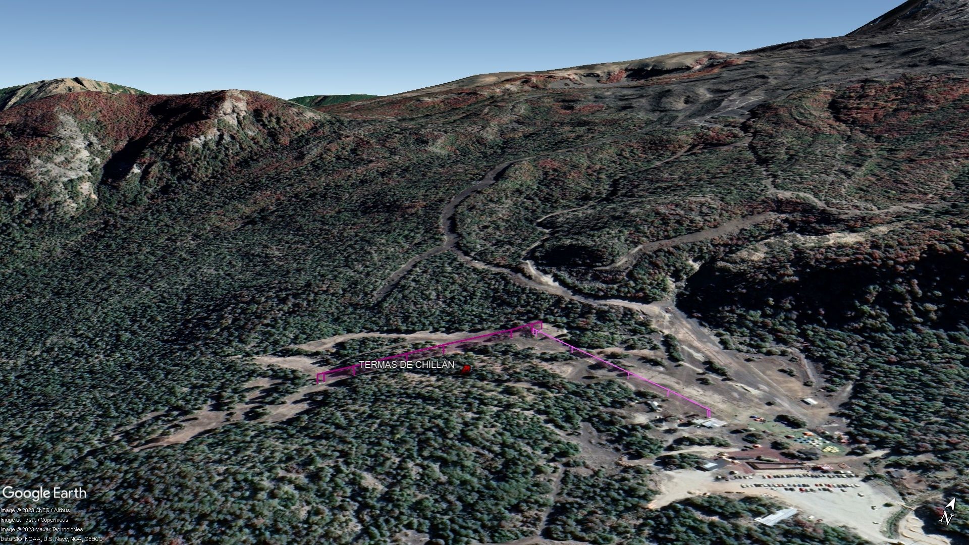 Vista Google Earth Termas de Chillán 2023