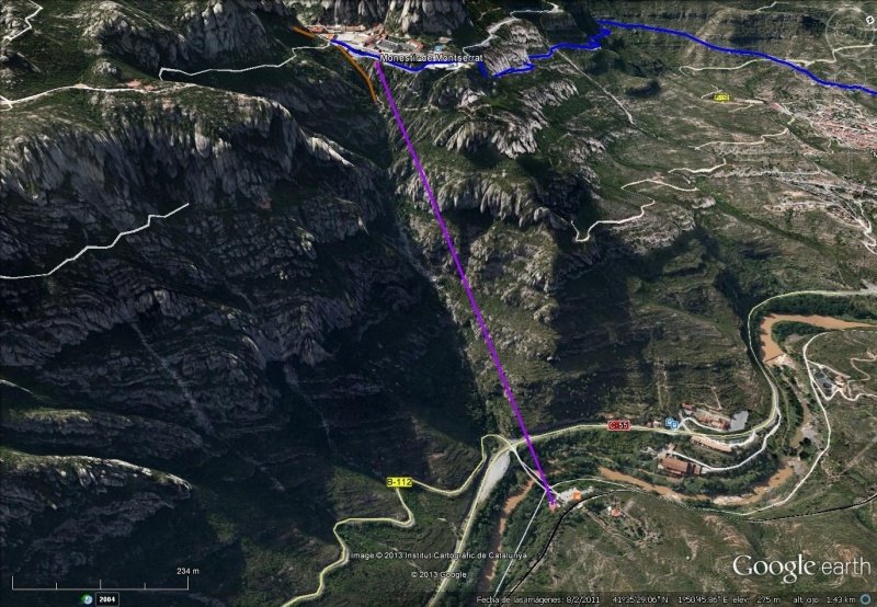 Vista Google Earth Teleférico Aeri de Montserrat